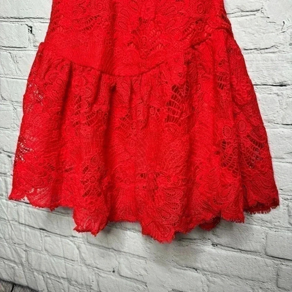 NWT Saints & Secrets Red Lace Open Back Halter Top A-Line Dress size Small - Picture 5 of 11